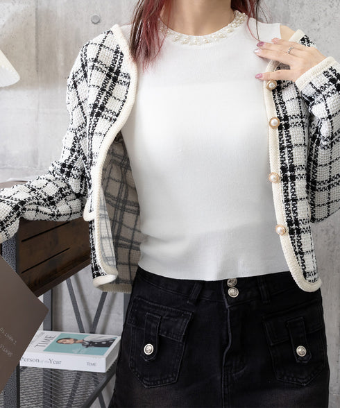 パール付きトップスノースリーブニット夏服 袖なしサマーニットレディース インナートップスきれいめ プルオーバーニットシンプルおしゃれ オフィスカジュアル トップス 2XIAOLL-001